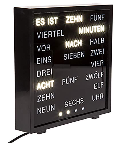 Out of the Blue 79/3263 - Uhr mit Wort Anzeige deutsch, ca. 16,5 x 16,5 cm aus Kunststoff, mit Adapter