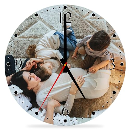 Geschenkfreude Wanduhr mit Foto - 30 cm - Fotogeschenke personalisiert - Uhr zum selber gestalten - Uhr mit Bild - personalisierte Geschenke für Sie und Ihn - Uhr personalisiert - Glas Wanduhren