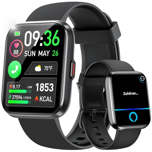 Smartwatch für Damen Herren, 1,8 Zoll Touchscreen Smart Watch mit Bluetooth Anrufe, 110+ Sportuhr für iOS Android,IP68 Wasserdicht Fitnessuhr mit Herzfrequenzmonitor Schlafmonitor Schrittzähler